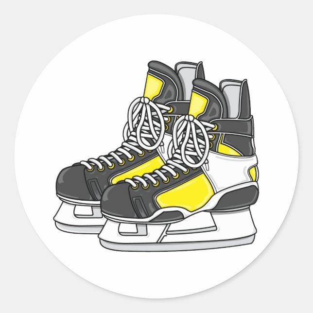 Yellow Ice Hockey-Skate Runder Aufkleber (Vorderseite)