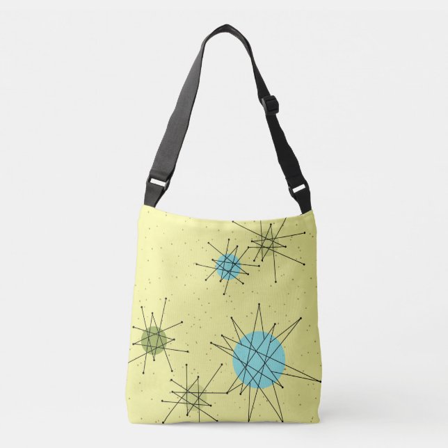 Yellow Iconic Atomic Sternexplosion Tote Bag Tragetaschen Mit Langen Trägern (Vorderseite)