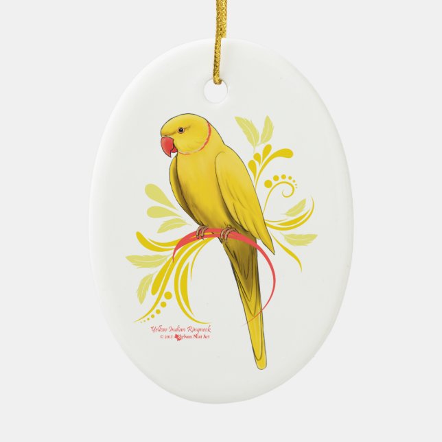Yellow Indian Ringneck Keramikornament (Vorne)