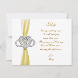Yellow Infinity Heart Trauzeugin Card Einladung