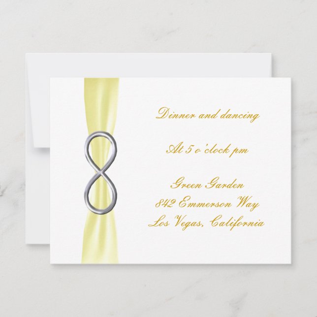 Yellow Infinity Wedding Reception Card Einladung (Vorderseite)