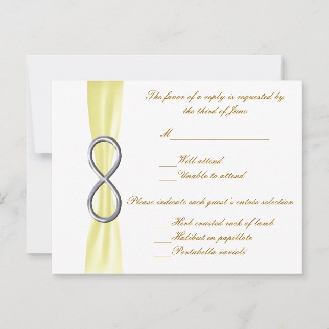 Yellow Infinity Wedding Response Card RSVP Karte (Vorderseite)