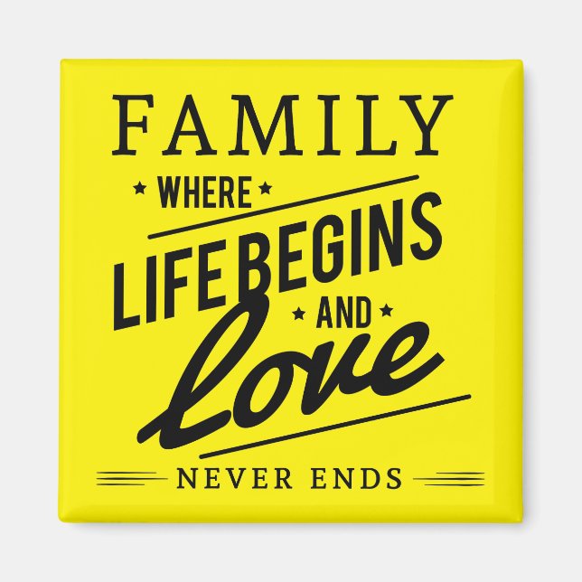 Yellow Inspiration Typografy Family Quote Magnet (Vorne)
