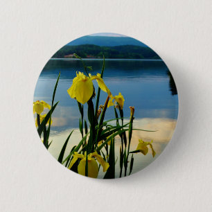 Yellow Iris am Lake Shore Button
