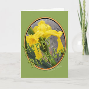 Yellow Iris Birthday-angepasst Karte