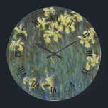 Yellow Irises von Claude Monet, Vintage Kunst Große Wanduhr<br><div class="desc">Yellow Irises (1914-1917) von Claude Monet ist ein Vintages impressionistisches Naturgemälde mit blühenden,  in einem Garten angebauten Blume aus gelben Iris. Über den Künstler: Claude Monet (1840-1926) war Gründer der französischen impressionistischen Malerei,  wobei die meisten seiner Gemälde "en plein air" (im Freien) Stil Impressionismus Landschaften.</div>