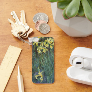 Yellow Irises von Claude Monet, Vintage Kunst Schlüsselanhänger