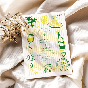 Yellow Italian Wedding Sketch Einladung