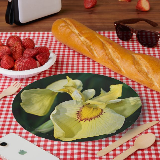 Yellow Japanese Iris Floral Pappteller (Picknick)