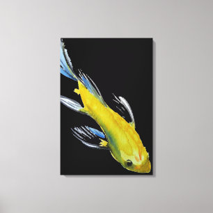 Yellow Japanese Koi Wassercolor Art Leinwanddruck