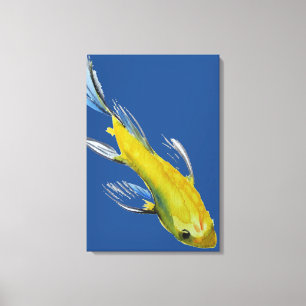 Yellow Japanese Koi Wassercolor Art Leinwanddruck