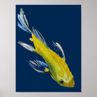 Yellow Japanese Koi Wassercolor