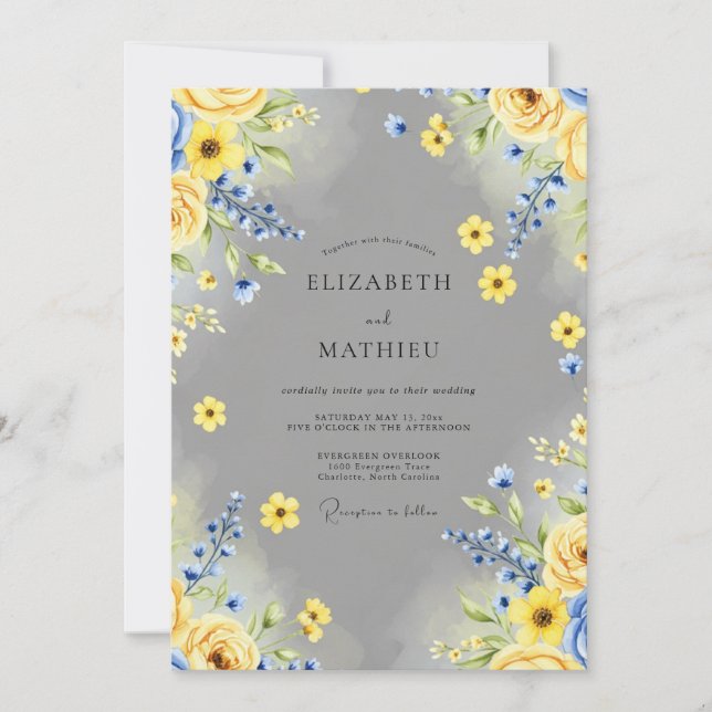 Yellow Joyful Spring Wedding Einladung (Vorderseite)