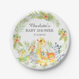 Yellow Jungle Animals Baby Shower 7" Plättchen Pappteller