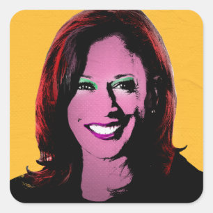Yellow Kamala Harris Pop Art Quadratischer Aufkleber