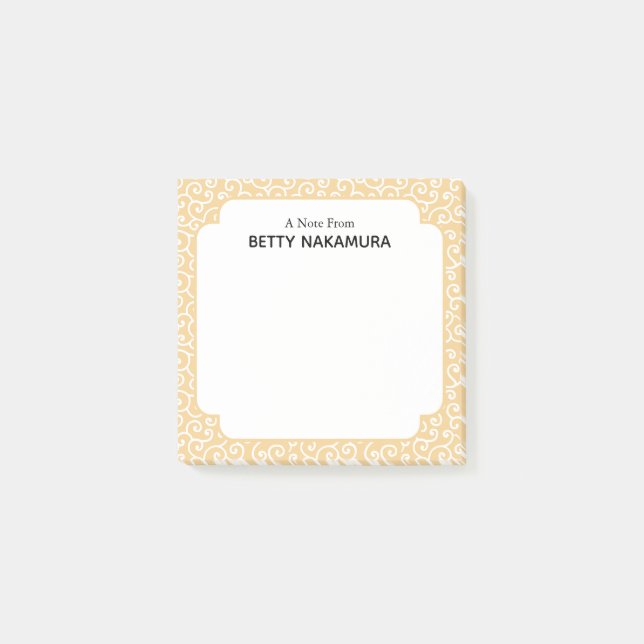 Yellow Karakusa Japanisches Weinmuster Post-it Klebezettel (Vorderseite)