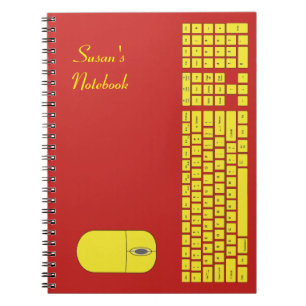 Yellow Keyboard and Mouse Notebook Notizblock