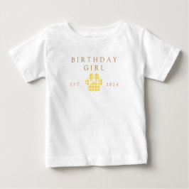 Yellow Kindergeburtstag Gingham Paw Print Birthday Baby T-shirt
