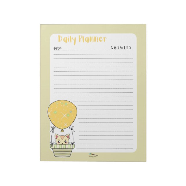 Yellow Kitty Daily Planer Notepad Notizblock (Rotiert)