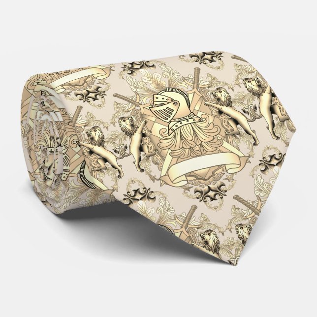 Yellow Knight Familienwappen Nachname Krawatte (Gerollt)