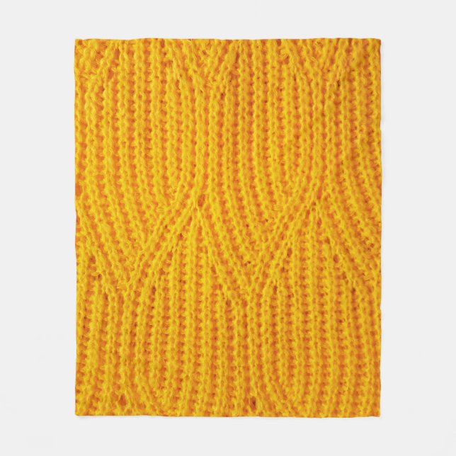 Yellow knitted surface textile material background fleecedecke (Vorderseite)