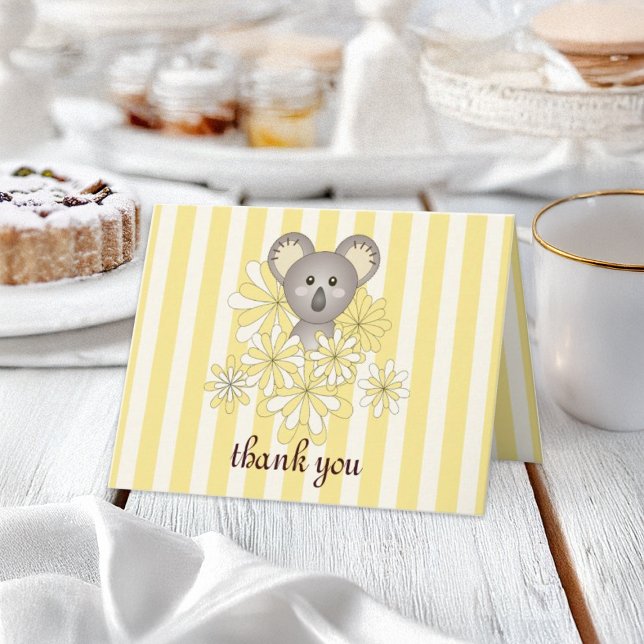 Yellow Koala Kinderdusche / Geburtstag Dankeschön  Dankeskarte (Von Creator hochgeladen)