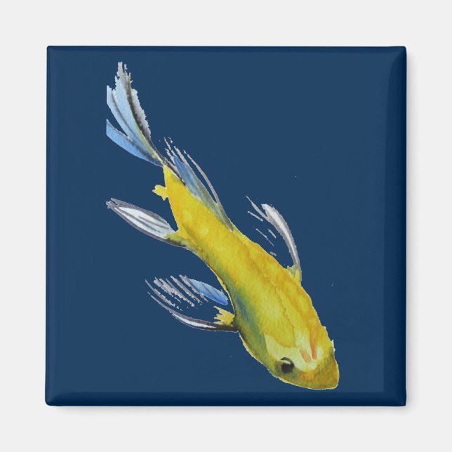 Yellow koi Japanischer Karpfen Aquarellfisch Magnet (Vorne)