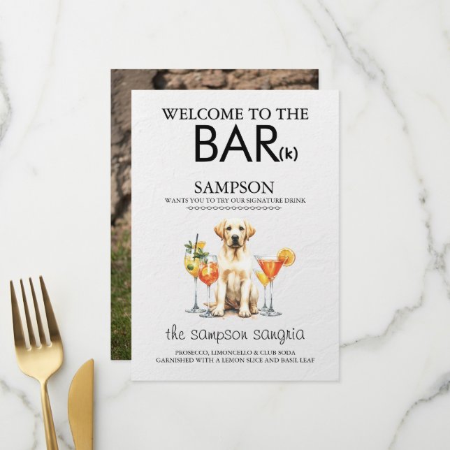 Yellow Lab Bar Menükarte (Vorderseite/Rückseite Beispiel)