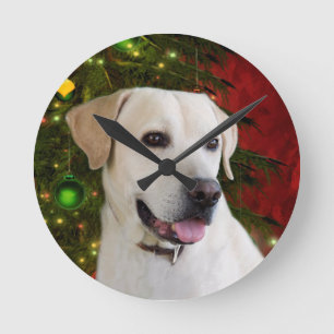 Yellow lab Christmas Runde Wanduhr