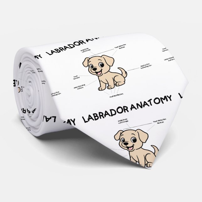 Yellow Lab Funny Cartoon Anatomy Krawatte (Gerollt)