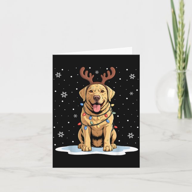 Yellow Lab Labrador Christmas Reindeer Dog Lover X Karte (Vorderseite)