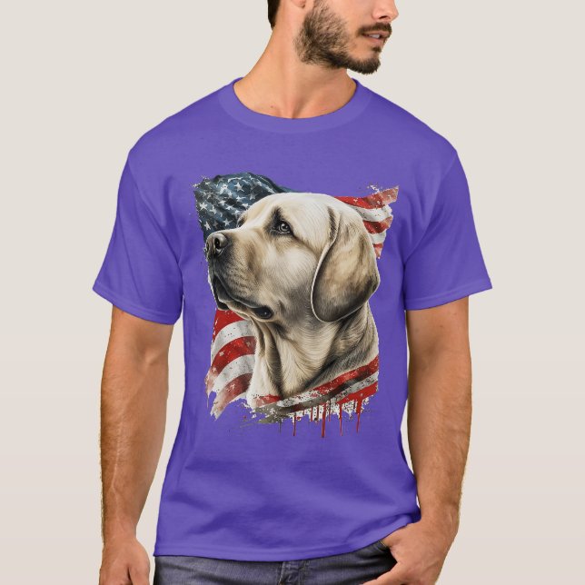Yellow Lab withhe American Flag friends T-Shirt (Vorderseite)
