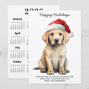 Yellow Labrador 2025 Calendar Dog Lover Christmas Feiertagskarte