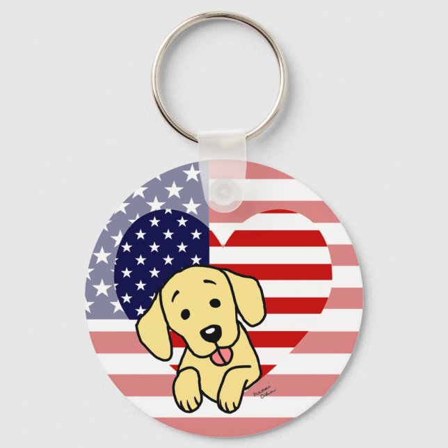 Yellow Labrador American Heart Schlüsselanhänger (Vorderseite)