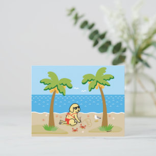 Yellow Labrador Bikini Girl Postcard Postkarte