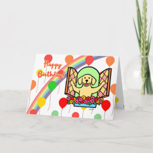 Yellow Labrador Birthday Balloons Card (Fenster) Karte