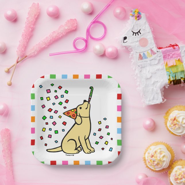 Yellow Labrador Birthday Party Confetti Pappteller (Party)