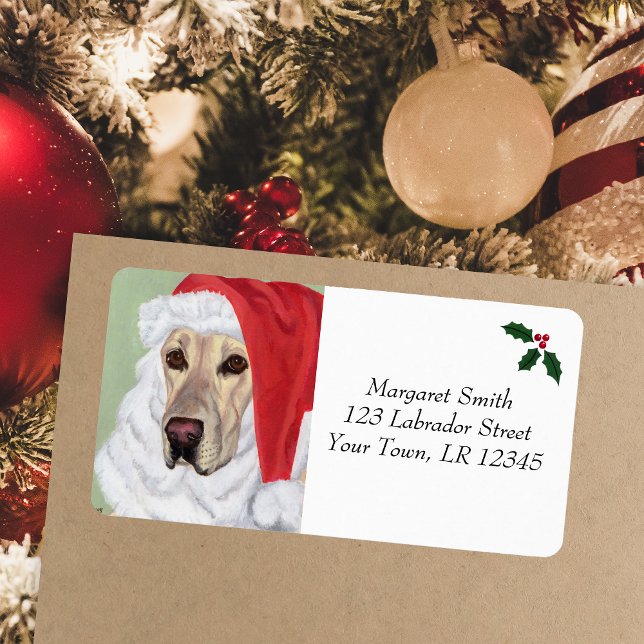 Yellow Labrador Christmas Address Labels Adressaufkleber (Yellow Labrador Santa Christmas Return Address Labels for Yellow Labrador Owners.)