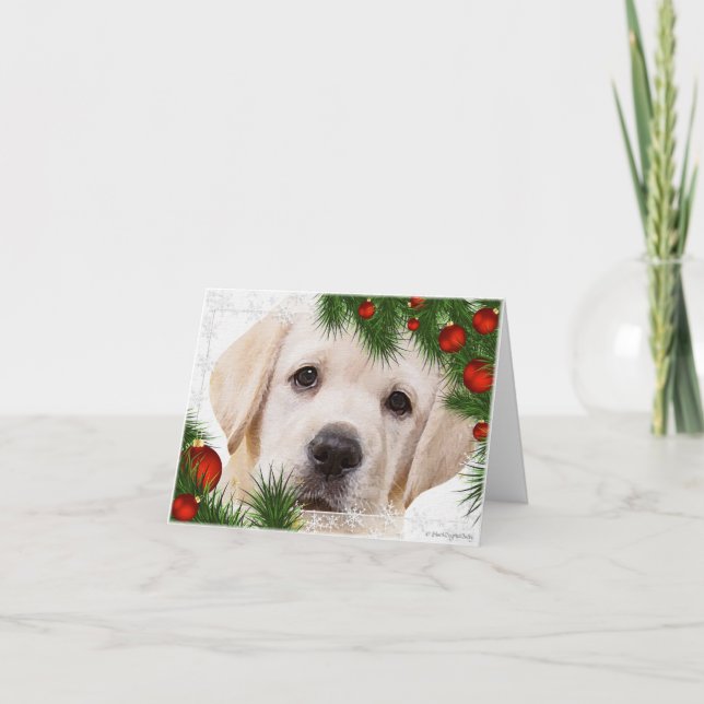 Yellow Labrador Christmas Card Feiertagskarte (Vorderseite)