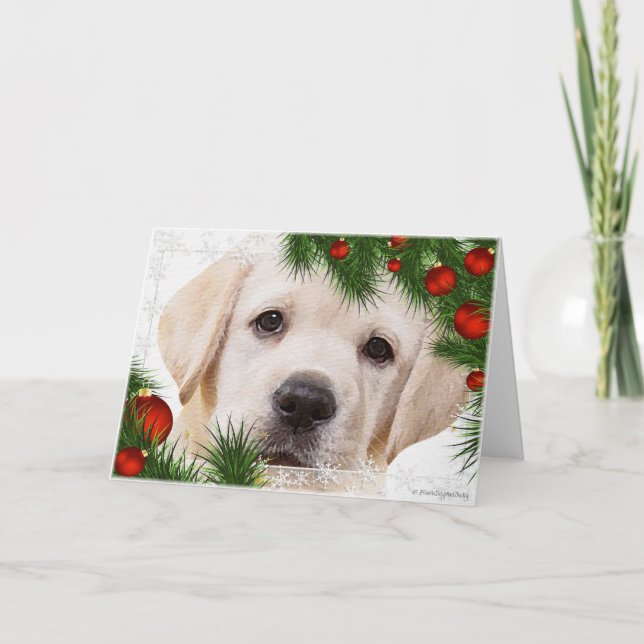 Yellow Labrador Christmas Card Feiertagskarte (Vorderseite)