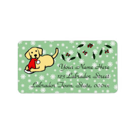 Yellow Labrador Christmas Cartoon Adressaufkleber