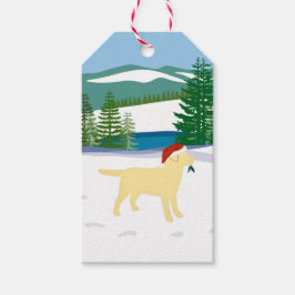 Yellow Labrador Christmas Evergreen Weihnachtsmann Geschenkanhänger