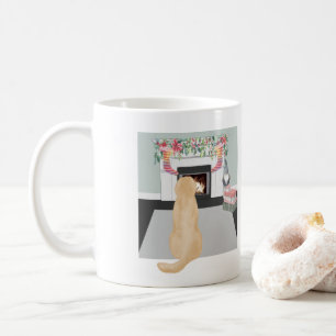Yellow Labrador Dog In Christmas Fireplace Scene Kaffeetasse