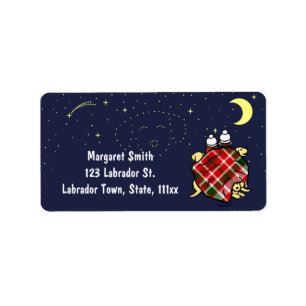 Yellow Labrador Family und Starry Sky Adressaufkleber