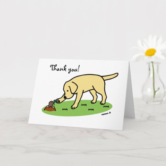 Yellow Labrador Friendly Thank You Card Karte (Kleine Pflanze)