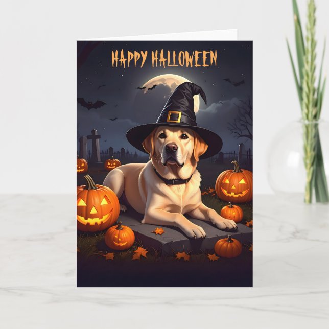 Yellow Labrador Halloween Karte (Vorderseite)