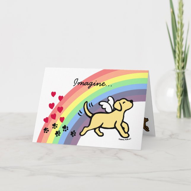 Yellow Labrador Hearts Rainbow Bridge Card Karte (Vorderseite)
