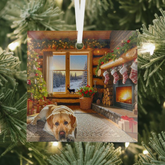 Yellow Labrador Holiday Glass Ornament Aus Glas (Insitu)