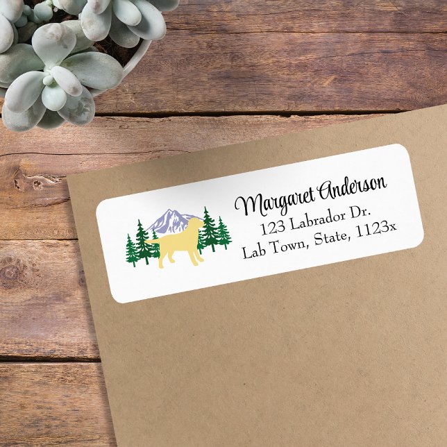Yellow Labrador Kontur Evergreen Rücksendeadresse (Yellow Labrador Outline Evergreen Design Return Address Labels for Labrador Owners.  Dog Silhouette.)