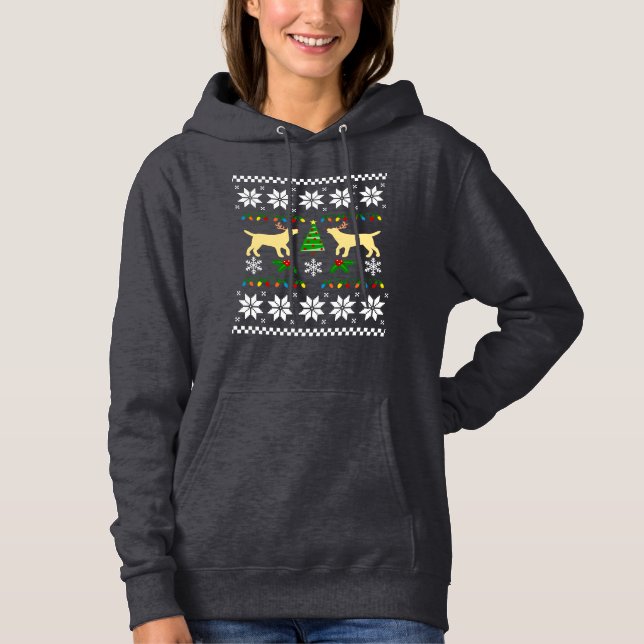 Yellow Labrador Kontur Ugly Christmas Hoodie (Vorderseite)